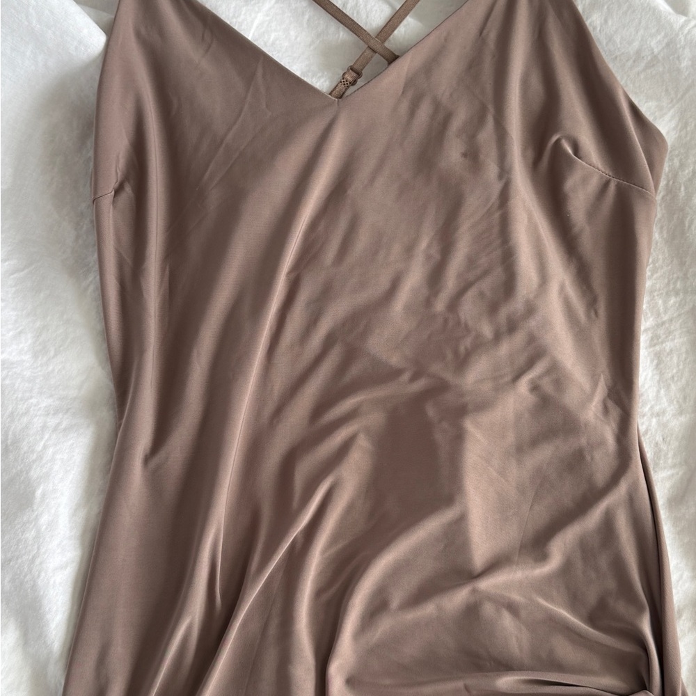 Tan Ruched Dress